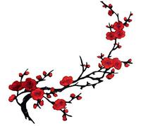 Brodé Plum Blossom Flower Applique Pour Les Vêtements En Tissu Patch Autocollant Iron Coudre Craft Patch
