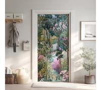 Brodée Sticker Mural, Botanique Autocollants De Porte Muraux Décoration Poster Murale, Fleur Stickers de Porte Imperméable Vinyle 80x200 cm w6iB182