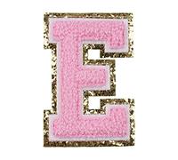 Broderie autocollant badge étiquette tissu serviette ordinateur broderie lettre anglais vêtements autocollant tissu patch broderie artisanat couture artisanat organisateur et sac de rangement (E,