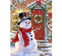 Broderie Cross stitch kit adulte,Père Noël à la porte,canevas DIY art kit de point de croix broderie, Décoration d'intérieur-40x50cm (Toile pré-imprimée 11CT)