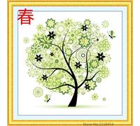 Broderie De Diamants Pour Printemps, Été, Automne, Hiver, Quatre Saisons, Arbre Rond, Peinture En Point De Croix, Mosaïque, Bricolage, Ygs-134