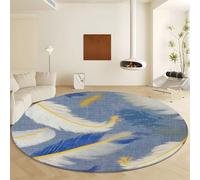 Broderie De Plumes Moderne Et Exquise Tapis Rond Lavable en Machine 180 x 180 cm - Tapis Rond imprimé antidérapant à Poils Courts pour Salon, Chambre d'enfant, décoration de Chambre, Gris