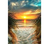 Broderie Diamant 5d ¿¿ Faire Soi-M¿ºme, Point De Croix, Bord De Mer, Peinture Diamant, Coucher De Soleil, D¿¿Coration D'int¿¿Rieur, 30,5 X 40,6 Cm