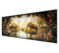 Broderie Diamant Grand Format, 5D Diamond Painting Adulte Grand Format Éléphant, Kit Diamond Painting Animal, DIY Complet Broderie Diamant Artisanat Kit Adulte, Décoration Noël Murale 60x180cm O-68