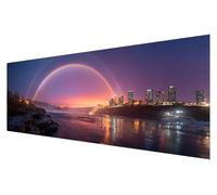 Broderie Diamant Grand Format, 5D Diamond Painting Adulte Grand Format Ville, Kit Diamond Painting Arc-En-Ciel, DIY Complet Broderie Diamant Artisanat Kit Adulte, Décoration Noël Murale 300x100cm S-80