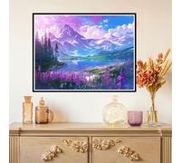 Broderie Diamant Kit Complet 5D, Montagne Diamond Painting Adulte Plein Foret, Peinture Diamant pour Enfant Débutant, Loisirs Créatifs de Détente et Décoration Maison, Bord du lac 25x35cm Z#-835