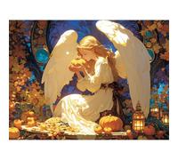 Broderie Diamant Kit Complet, Ange Diamond Painting Adulte Kits Complets Strass Rond, DIY Peinture Diamant Kit Point de Croix Mosaique, Décoration Murale Maison Cadeau Créatif (Automne) 20x30cm 0sc546