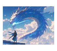 Broderie Diamant Kit Complet, Animal Diamond Painting Adulte Kits Complets Strass Rond, DIY Peinture Diamant Kit Point de Croix Mosaique, Décoration Murale Cadeau Créatif (Dragon) 20x30cm 0sc660