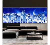 Broderie Diamant Kit Complet Animaux Loups,5D Diamond Painting Grand Format,DIY Peinture Diamant Art Créatifs pour Adultes Enfant,Diamant Canevas Perle a Coller,Strass Image Décor Cadeau 40x80cm
