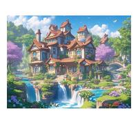 Broderie Diamant Kit Complet, BâTiment Diamond Painting Adulte Kits Complets Strass Rond, DIY Peinture Diamant Kit Point de Croix Mosaique, Décoration Murale Cadeau Créatif (Paysage) 75x100cm 0sc684