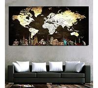 Broderie Diamant Kit Complet Carte du monde,5D Diamond Painting Grand Format,DIY Peinture Diamant Art Créatifs pour Adultes Enfant,Diamant Canevas Perle a Coller,Strass Image Décor Cadeau 30x60cm