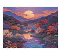 Broderie Diamant Kit Complet, Dessin Animé Diamond Painting Adulte Kits Complets Strass Rond, DIY Peinture Diamant Kit Point de Croix Mosaique, Décor Cadeau Créatif (Coucher De Soleil) 50x70cm 0sc694