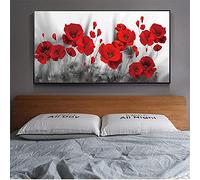 Broderie Diamant Kit Complet,Diamond Painting Fleur de coquelicots,5D Peinture Diamant pour Enfant/Adulte,Tableau Perle Diamant Point de Croix,Strass Craft pour Salon Chambre Décoration 70x140cm