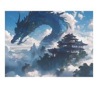 Broderie Diamant Kit Complet, Dragon Diamond Painting Adulte Kits Complets Strass Rond, DIY Peinture Diamant Kit Point de Croix Mosaique, Décoration Murale Cadeau Créatif (BâTiment) 40x60cm 0sc606