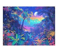 Broderie Diamant Kit Complet, ForêT Diamond Painting Adulte Kits Complets Strass Rond, DIY Peinture Diamant Kit Point de Croix Mosaique, Décoration Murale Maison Cadeau Créatif (Lune) 20x30cm 0sc720