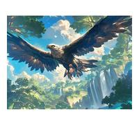 Broderie Diamant Kit Complet, ForêT Diamond Painting Adulte Kits Complets Strass Rond, DIY Peinture Diamant Kit Point de Croix Mosaique, Décoration Murale Maison Cadeau Créatif (Aigle) 20x30cm 0sc536
