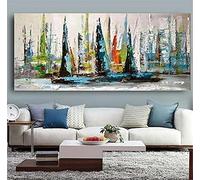 Broderie Diamant Kit Complet Grand Format DIY 5D Diamond Painting Adultes enfant Full Diamant Peinture Strass au point de Croix Diamant Arts Craft pour Home Décoration(Voilier coloré),60x120cm