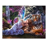 Broderie Diamant Kit Complet,Kit Canevas Enfant Adultes,5D Diamond Painting Grand Format,DIY Peinture Diamant Strass Kit Point de Croix Art Artisanat,Décor Murale Cadeau,Papillon Fée Tigre 30x60cm