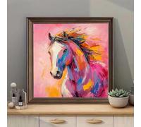 Broderie Diamant Kit Complet Lot de 2 Cheval,Coloré Peinture Diamant 5D DIY Rond Full Drill,Diamond Painting Art Créatif avec Broderie au Point de Croix pour Décoration Murale Maison 20x20cm,2p245p