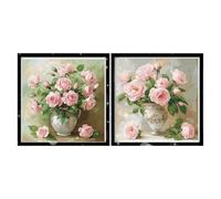 Broderie Diamant Kit Complet Lot de 2 Rose,Rose Peinture Diamant 5D DIY Rond Full Drill,Diamond Painting Art Créatif avec Strass Broderie au Point de Croix pour Décoration Murale Maison 35x35cm,2p28p