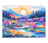 Broderie Diamant Kit Complet, Montagne Diamond Painting Adulte Kits Complets Strass Rond, DIY Peinture Diamant Kit Point de Croix Mosaique, Décoration Cadeau Créatif (Dessin Animé) 90x120cm 0sc538