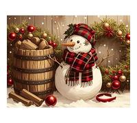 Broderie Diamant Kit Complet, NoëL Diamond Painting Adulte Kits Complets Strass Rond, DIY Peinture Diamant Kit Point de Croix Mosaique, Décoration Cadeau Créatif (Bonhomme De Neige) 60x80cm 0sc726