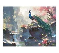 Broderie Diamant Kit Complet, Paon Diamond Painting Adulte Kits Complets Strass Rond, DIY Peinture Diamant Kit Point de Croix Mosaique, Décoration Murale Maison Cadeau Créatif (Paysage) 40x50cm 0sc696