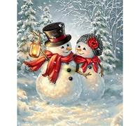 Broderie Diamant Kit Complet Peinture Diamant DIY Diamond Painting Canevas Paint by Numbers Décoration Murale bonhomme de neige 30X40cm