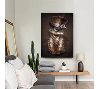 Broderie Diamant Kit Complet, Point de Croix Canevas Diamant Peinture Numéro Adulte Enfants Tableau Perle Diamant a Coller Diamond Painting pour la décoration chambre salon, Chat Steampunk 30x40cm