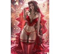 Broderie Diamant Kit Complet, Point de Croix Canevas Diamant Peinture Numéro Adulte Enfants Tableau Perle Diamant a Coller Diamond Painting pour la décoration chambre salon, Anime Sexy Femme 40x50cm