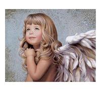 Jqynn Broderie Diamant Kit Complet, Point de Croix Canevas Diamant Peinture Numéro Adulte Enfants Tableau Perle Diamant a Coller Diamond Painting pour la décoration Chambre Salon, Ange 50x70cm