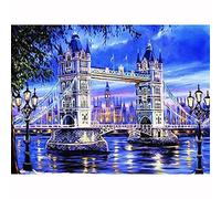 Broderie Diamant Kit Complet Pont de la ville,5D Diamond Painting Grand Format,DIY Peinture Diamant Créatifs Adultes,Canevas Diamond Painting Strass Complet,Décoration Murale Artisanat-100x150cm