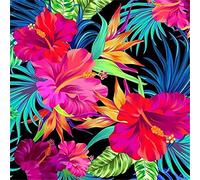 Broderie Diamant Kits Fleurs tropicales,5D DIY Diamond Painting Kit Complet Adulte Enfants Cristal Strass Point de Croix Broderie Diamant Peinture Artisanat Maison Décoration Round drill,40x40cm