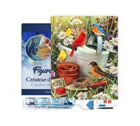 Figured’Art Diamond Painting Broderie Diamant 40x50cm Avec Cadre Toile Tendue Strass Perles Carrés - Oiseaux dans le Jardin - Kit Complet Animaux 5D DIY Activité Manuelle Loisirs Créatifs Adultes