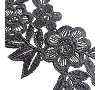 Broderie en dentelle - Fleurs roses - Patch à coudre ou à repasser - Pour vêtements de mariage, décoration, réparation, vêtements, sacs à dos, jeans, casquettes - Noir