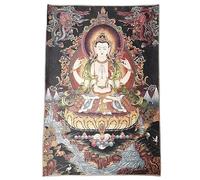 Broderie en Soie Tibet Thangka Bouddhisme Dragon Phoenix 4 Bras Guanyin Tangka Murale tenture Murale pour décoration intérieure Tapisserie