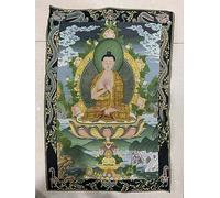 Broderie en Soie Tibet Thangka Bouddhisme Dragon Sakyamuni Bouddha Tangka Murale tenture Murale pour décoration intérieure Tapisserie