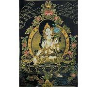 Broderie en Soie Tibétain Thangka Bouddhisme Blanc Tara Guanyin Tangka Yoga Tapisserie Bouddhiste Tenture Murale Art Décor À La Maison Tapisserie