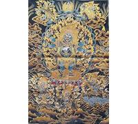 Broderie en Soie tibétain Thangka Bouddhisme en colère 6 Bras Mahakala Noir Tangka Fengshui tenture Murale pour décoration intérieure Tapisserie