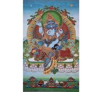 Broderie en Soie Tibétain Thangka Bouddhisme Vert Jambhala Richesse Dieu Tangka Yoga Tapisserie Bouddhiste Tenture Murale Art Décor À La Maison Tapisserie