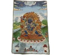 Broderie en Soie tibétaine Thangka Bouddhisme secte tantrique armée Noir Mahagala Dieu tenture Murale pour décoration intérieure Tapisserie