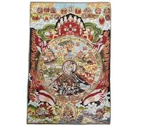 Broderie en Soie tibétaine Thangka Rulai Bouddhisme Six Voies Samsara tenture Murale pour décoration intérieure Tapisserie