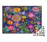 Broderie Florale colorée Puzzle 1000 Pieces pour Adultes, Un Jeu De Dexérité Très Difficile Puzzle Jeu Éducatif l'art De La Décoration Moderne 70x50cm/1000pcs