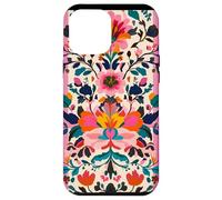 Broderie florale pop art mexicain rayé rose Coque pour iPhone 12 Pro Max