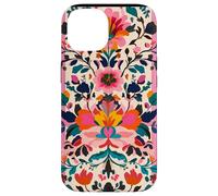 Broderie florale pop art mexicain rayé rose Coque pour iPhone 14