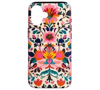 Broderie florale pop art mexicain rayé rose Coque pour iPhone 16