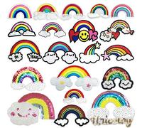 Broderie Patch Thermocollant, Arc en Ciel Ecusson à Coudre, Woohome 20 PCS Patches Thermocollants Badge Brodé pour Vêtement T-Shirt Jeans Sacs À Dos DIY