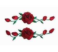 Broderie Patch Thermocollant, Woohome 2 PCS Fleurs de Rose à Repasser Iron-on Patches Appliques pour L'artisanat, La Couture, Les Vêtements, Les Autres Tissus