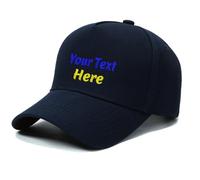 Broderie personnalisée Casquette personnalisée Votre texte et logo ici 5 panneaux structurés brodés classiques, bleu marine, S-3XL