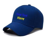 Broderie personnalisée Casquette personnalisée Votre texte et logo ici 5 panneaux structurés brodés classiques, bleu, S-3XL